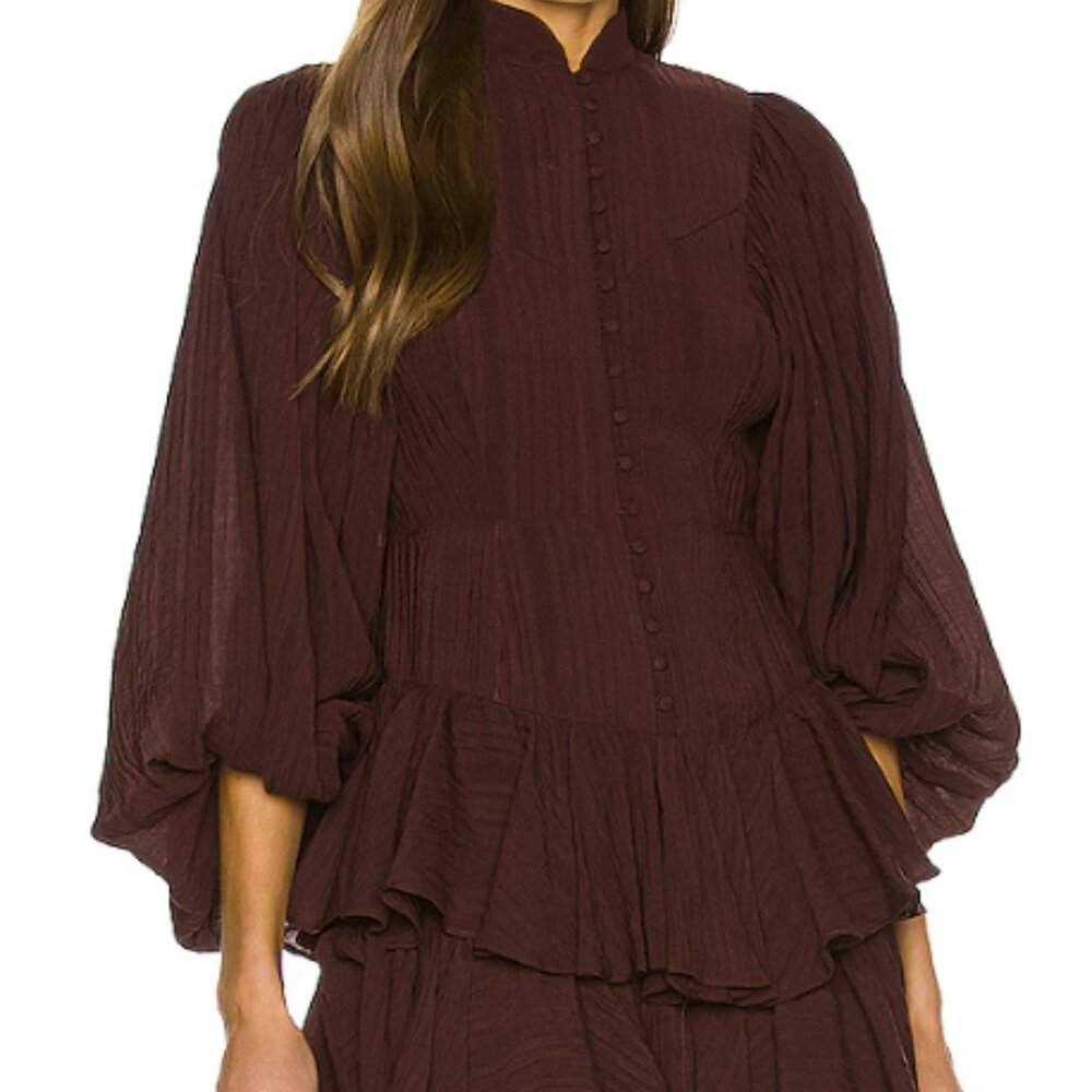 NWT Shona Joy Mila Balloon Sleeve Frill Mini Dress, Size 2